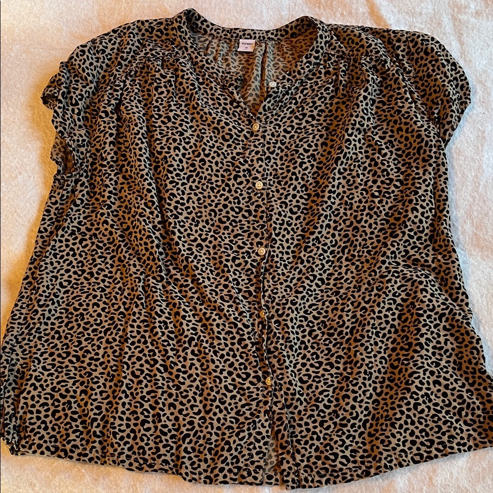 Old Navy Leopard Print Blouse - Black and Tan